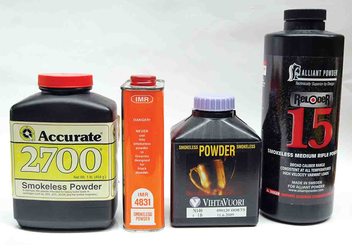 A number of powders with medium-slow burn rates are ideal for 8mm-06 handloads.